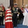 Camilla Parker Bowles prenait part pour la première fois à l'ouverture du Parlement par la reine Elizabeth II, le 8 mai 2013 à Westminster, accompagnant le prince Charles, présent à ce rituel pour la première fois en 17 ans.