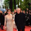 Claude Lelouch et sa muse Audrey Dana lors de la montée des marches du Festival de Cannes le 18 mai 2013
