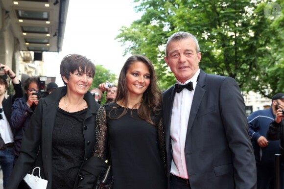 Pierre Lemarchal avec sa femme Laurence et sa fille Leslie - 4e édition du Global Gift Gala, copresidée par Eva Longoria et presentée par Nikos Aliagas, au George V à Paris le 13 mai 2013.