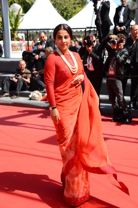 Vidya Balan lors de la montée des marches du film Un château en Italie au Festival de Cannes le 20 mai 2013