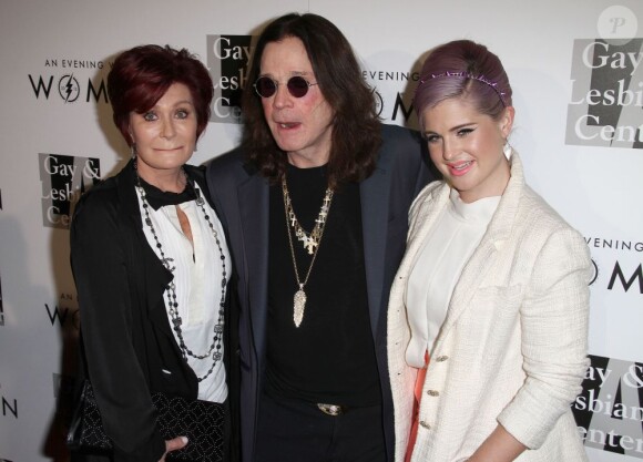 Sharon Osbourne, Ozzy Osbourne, Kelly Osbourne à la soirée L.A. Gay & Lesbian Center's An Evening With Woman 2013 à l'hôtel The Beverly Hilton à Beverly Hills, le 18 mai 2013.