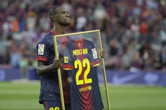 Dernier match plein d'émotions pour Eric Abidal au FC Barcelone le 1er juin 2013 au Camp Nou.