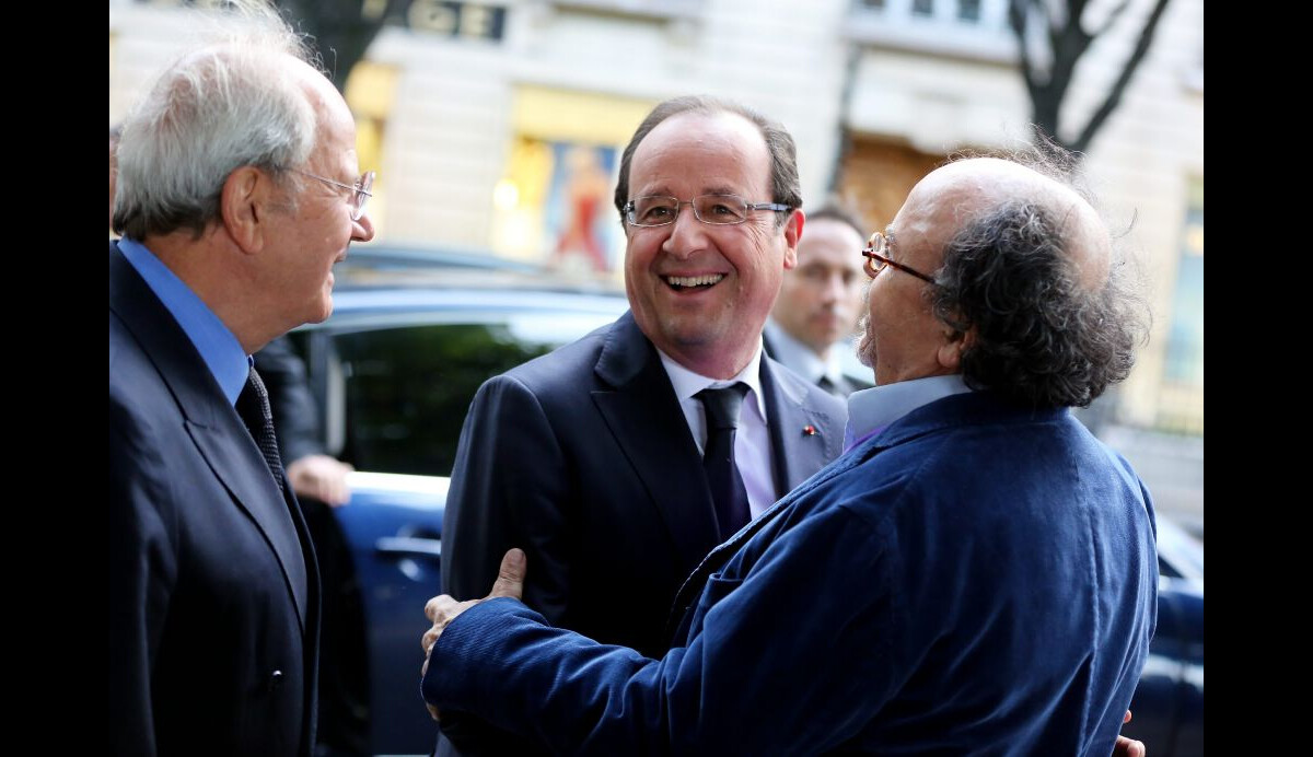 Photo : Marc Ladreit de Lacharrière, François Hollande et Jean-Michel