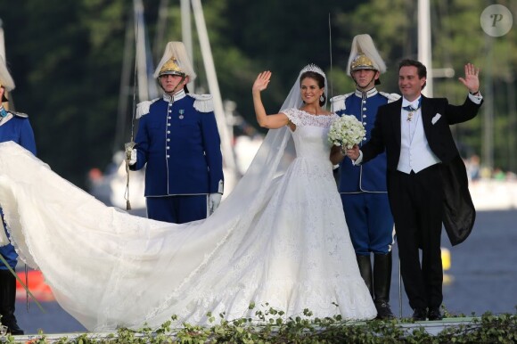 La princesse Madeleine de Suede et Chris O'Neill - Mariage de la princesse Madeleine de Suede avec Chris O'Neill au Palais de Drottningholm a Stockholm en Suede le 8 juin 2013.  Princess Madeleine of Sweden, and Christopher O'Neill arrive at Drottningholm Palace to attend the evening banquet after their wedding, hosted by King Carl Gustaf XIV and Queen Silvia at Drottningholm Palace on June 8, 2013 in Stockholm, Sweden.08/06/2013 - Stockholm