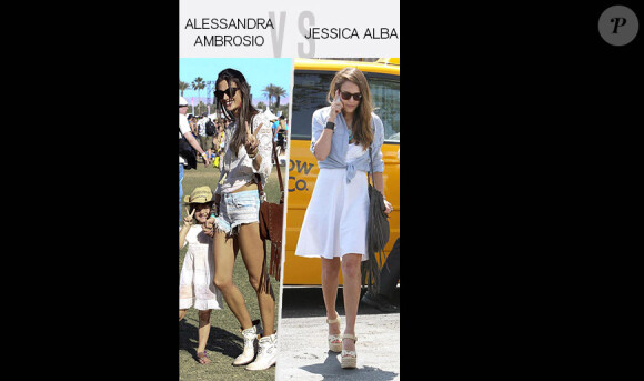 Alessandra Ambrosio et Jessica Alba dans le match de looks : le sac à franges