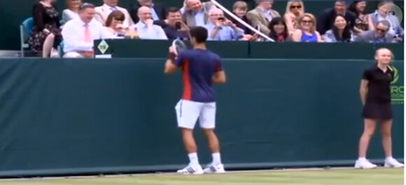Novak Djokovic s'est une fois de plus prêté au jeu de l'imitation en choisissant sa cible favorite, Maria Sharapova, le 20 juin 2013 au tournoi de The Boodle à Londres