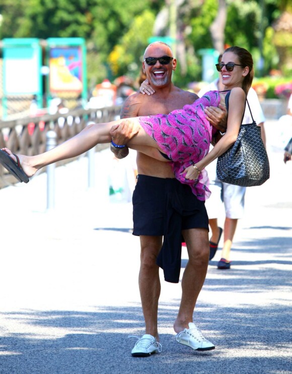Christian Audigier et sa fiancée Nathalie Sorensen lors d'un week-end romantique à Capri en Italie, le 21 juin 2013.
