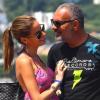 Christian Audigier et sa fiancée Nathalie Sorensen heureux lors d'un week-end romantique à Capri en Italie, le 21 juin 2013.