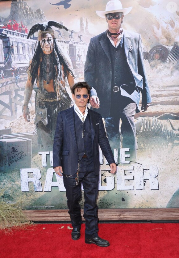 La star Johnny Depp lors de l'avant-première du film Lone Ranger à Los Angeles le 22 juin 2013