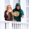 Semi-exclusif - Lindsay Lohan, le 14 juin 2013, au balcon du centre de désintoxication Cliffside de Malibu. L'actrice peut y fumer et elle s'est même fait des amis. Elle était auparavant à la clinique Betty Ford Center.