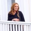 Semi-exclusif - Lindsay Lohan, le 14 juin 2013, au balcon du centre de désintoxication Cliffside de Malibu. L'actrice peut y fumer tranquillement et elle s'est même fait des amis. Elle était auparavant à la clinique Betty Ford Center.