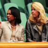Condoleezza Rice assiste depuis la loge royale à la première journée de Wimbledon  au All England Lawn Tennis and Croquet Club de Londres le 24 juin 2013