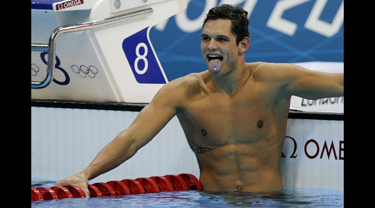 Photo Florent Manaudou aux JO de Londres après sa victoire sur 50m nage libre à l