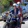 Exclusif - Josh Hutcherson fait de la moto avec sa nouvelle petite amie Claudia Traisac, rencontrée sur le tournage de Paradise Lost, à Los Angeles, le 22 juin 2013