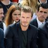 David Beckham assiste au défilé homme Louis Vuitton printemps-été 2014 au Parc André Citroën. Paris, le 27 juillet 2013.