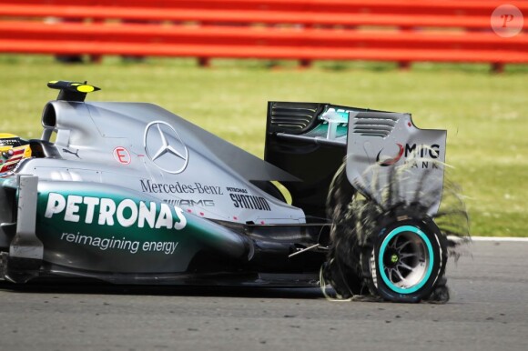 Lewis Hamilton a crevé lors du grand prix de Grande-Bretagne. Le 30 juin 2013.