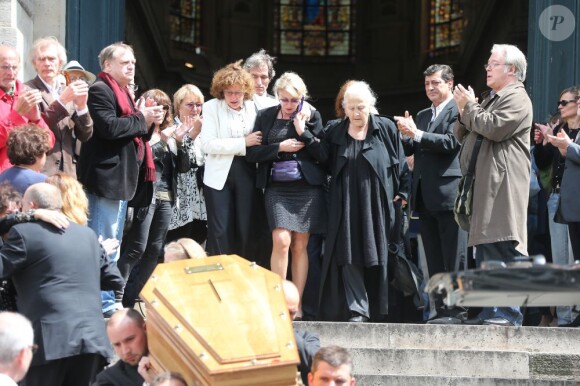 Catherine Samie lors des obsèques de Dominique Constanza en l'église Saint-Roch à Paris le 1er juillet 2013
