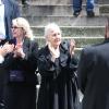 Catherine Samie lors des obsèques de Dominique Constanza en l'église Saint-Roch à Paris le 1er juillet 2013