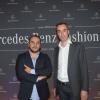 François-Xavier Demaison et Stéphane Boutier (directeur marketing Mercedes-Benz) à la soirée haute couture organisée à la Mercedes-Benz Gallery des Champs-Elysées à Paris, le 2 juillet 2013.
