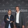 François-Xavier Demaison et Stéphane Boutier (directeur marketing chez Mercedes-Benz), à la soirée haute couture organisée à la Mercedes-Benz Gallery des Champs-Elysées à Paris, le 2 juillet 2013.