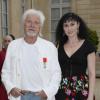 Hugues Aufray et sa compagne Muriel - Hugues Aufray a été fait Chevalier de la Légion d'Honneur au palais de l'Élysée à Paris le 2 juillet 2013.