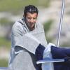 Exclusif - Le footballeur Luis Figo profite de vacances à bord du yacht Jax of Ibiza en compagne de sa femme Helen Svedin et de leurs trois filles Daniela, Martina et Stella. Ibiza, le 29 juin 2013.