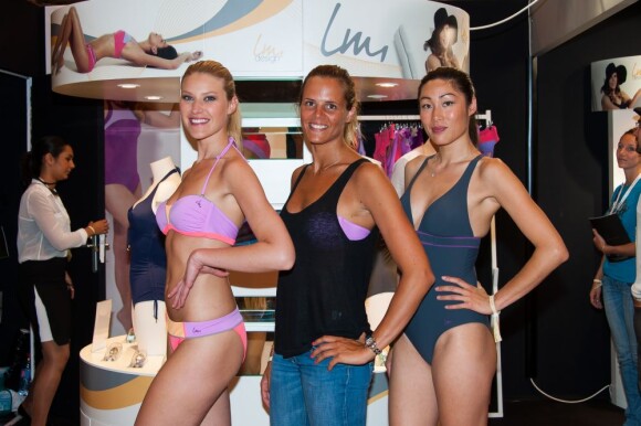 Laure Manaudou fière de présenter sa collection de maillots de bain baptisée 'Laure Manaudou Design' (ou LM Design) à l'occasion du salon Mode City Paris 2013. Le 6 juillet 2013