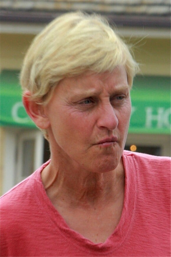 Exclusif - Ellen DeGeneres sans maquillage, achète des chaises dans une boutique d'antiquités à Montecito, le 5 juillet 2013.