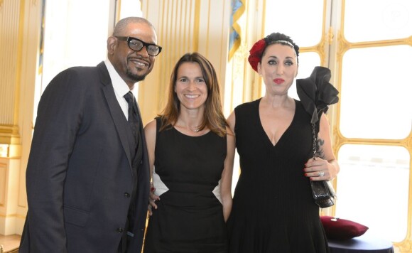 Rossy de Palma, Forest Whitaker et la ministre Aurélie Filippetti au Ministère de la Culture et de la Communication à Paris, le 9 juillet 2013.