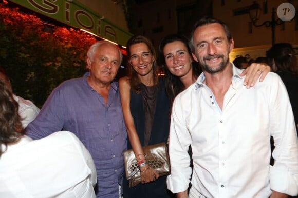 Christian Bîmes et sa femme Caroline, Jean-Claude Blanc, directeur sportif du PSG et sa femme lors de la soirée au VIP Room de Saint-Tropez qui rassemblait les participants du Classic Tennis Tour, le 12 juillet 2013