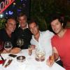 David Ginola, Richard Gasquet et Sébastien Grosjean lors de la soirée au VIP Room de Saint-Tropez qui rassemblait les participants du Classic Tennis Tour, le 12 juillet 2013