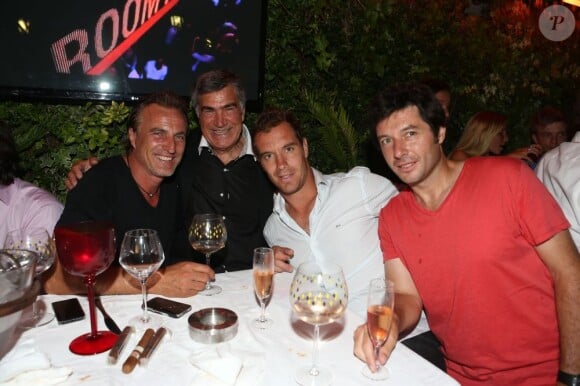 David Ginola, Richard Gasquet et Sébastien Grosjean lors de la soirée au VIP Room de Saint-Tropez qui rassemblait les participants du Classic Tennis Tour, le 12 juillet 2013