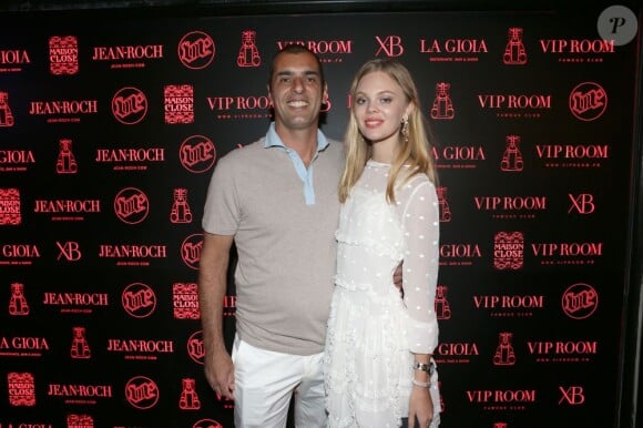 Cédric Pioline et sa compagne Oxana lors de la soirée au VIP Room de Saint-Tropez qui rassemblait les participants du Classic Tennis Tour, le 12 juillet 2013