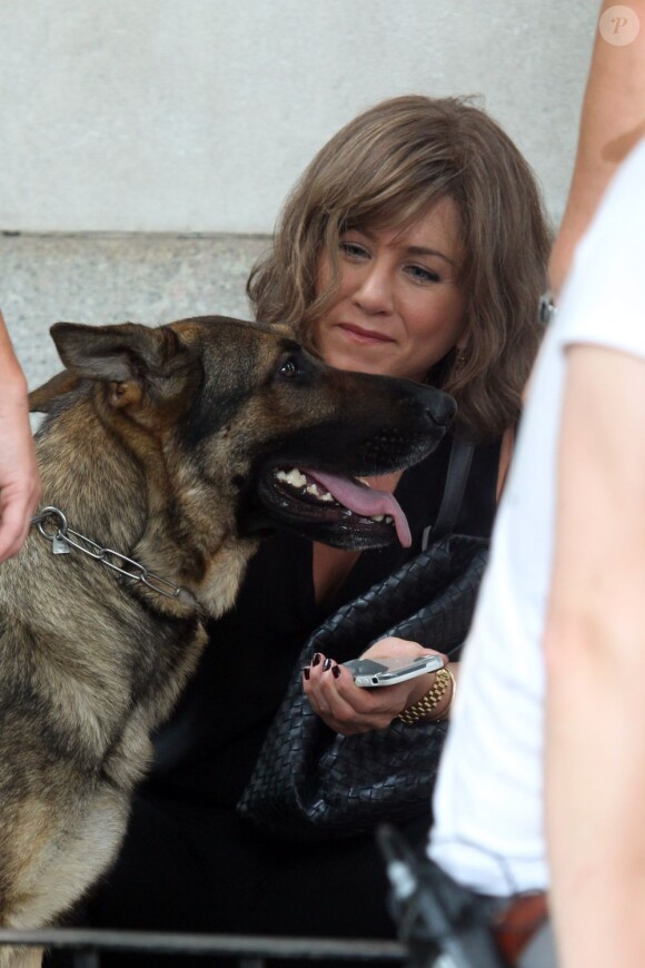 Jennifer Aniston sur le tournage du film "Squirrels to the Nuts" à New York le 17 juillet 2013.