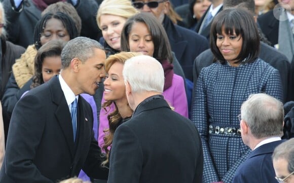 Beyoncé et les Obama, lors de la cérémonie d'investiture du président Barack Obama, à Washington le 21 janvier 2013.