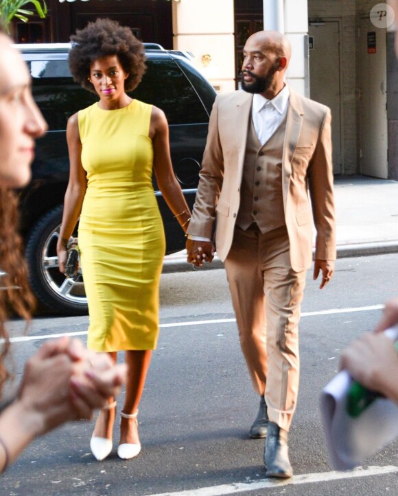 Solange Knowles et son compagnon arrivent à la soirée Max Mara à New York pour célébrer la nouvelle égérie de la marque : Jennifer Garner.