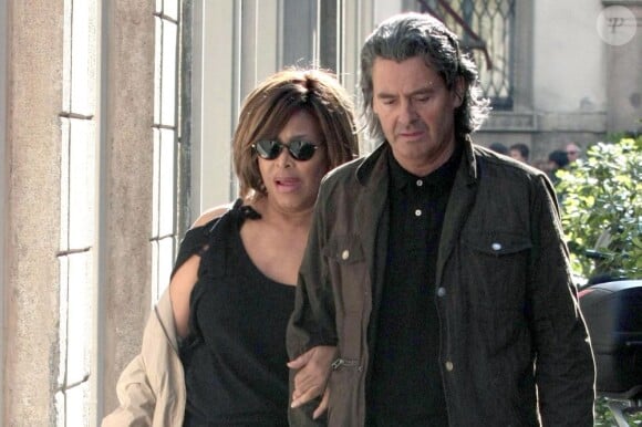 Tina Turner et Erwin Bach à Milan, le 6 avril 2008.