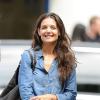 Katie Holmes sur le tournage de son prochain film, Mania Days, à New York. Elle donne la réplique à Luke Kirby. Le 23 juillet 2013.