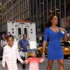 Mel B dans les rues de New York avec ses filles Angel et Madison et son mari Stephen Belafonte, après un passage sur le plateau de l'émission The Today Show, le 25 juillet 2013.