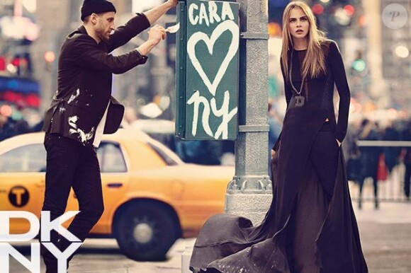 Ollie Edwards et Cara Delevingne photographiés par Mikael Jansson pour DKNY. Campagne automne-hiver 2013.