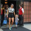 Robin Thicke, Paula Patton et leur fils Julian à la sortie de leur hôtel à New York, le 31 juillet 2013.