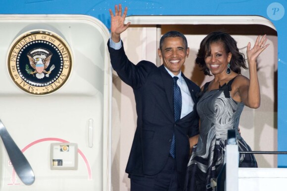 Barack Obama et son épouse Michelleà l'aéroport Tegel de Berlin le 19 juin 2013