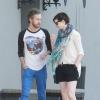 Anne Hathaway et son mari Adam Shulman vont dîner au restaurant à Los Angeles, le 11 août 2013.