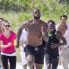 LeBron James, star du Heat et de la NBA, sur le tournage d'un spot publicitaire pour Nike, la marque qui l'accompagne depuis ses débuts dans la ligue de basket, le 16 août 2013 à Miami.