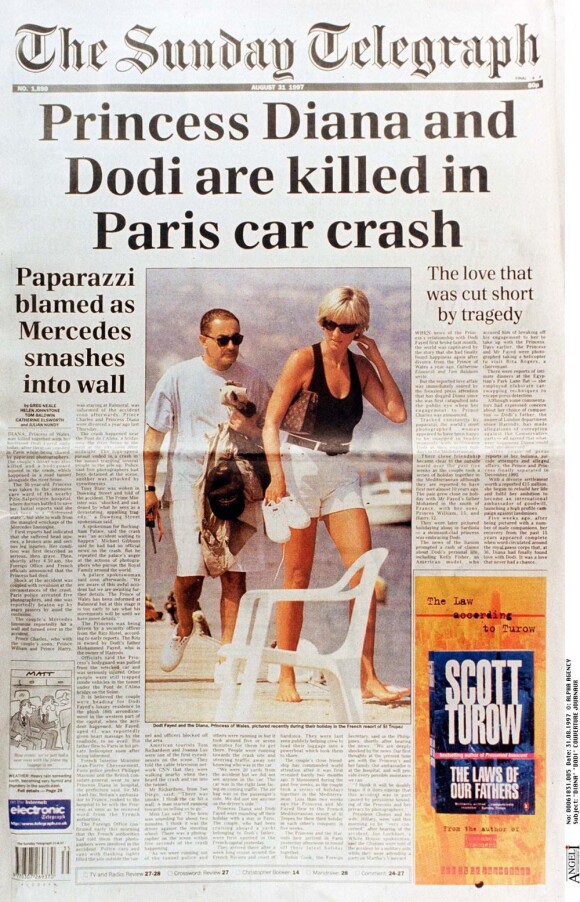 La presse britannique en deuil à la mort de Lady Di, survenue le 31 ao^put 1997 à Paris