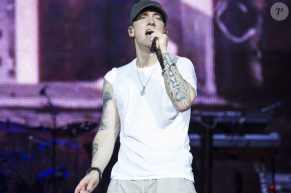Eminem, sur la scène du Stade de France. Saint-Denis, le 22 août 2013.
