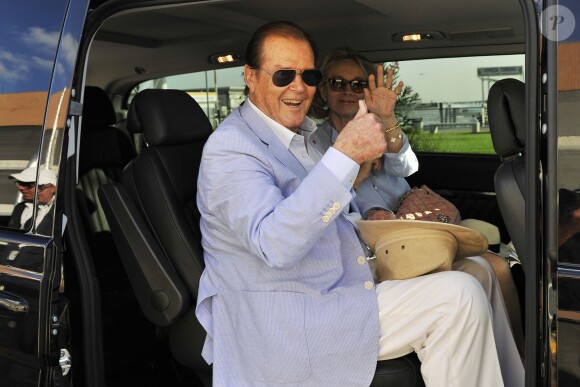 Roger Moore et sa femme Kristina Tholstrup à Venise, le 26 août 2013.