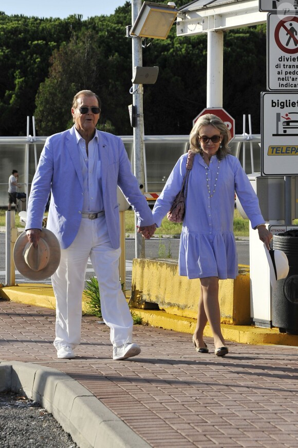 Roger Moore et sa femme Kristina Tholstrup à Venise, le 26 août 2013.