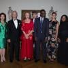La reine Silvia, le roi Carl XVI Gustaf de Suède et la princesse Victoria de Suède avec les lauréats du Polar Music Prize 2013, Youssou N'Dour et Kaija Saariaho, le 27 août 2013 à Stockholm