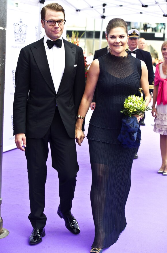 Victoria de Suède, enceinte, et son mari le prince Daniel lors du gala du Polar Music Prize le 30 août 2011 à Stockholm